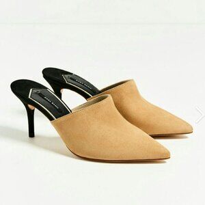 Zara Seude Heeled Mules size: 37 (6.5 US)